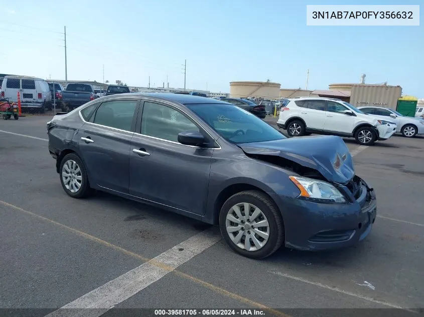 2015 Nissan Sentra Sv VIN: 3N1AB7AP0FY356632 Lot: 39581705