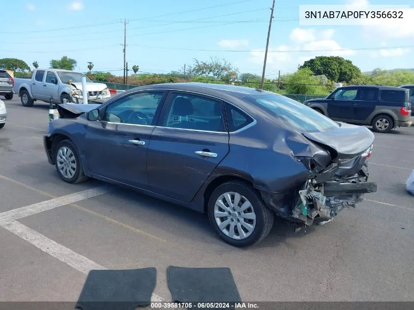 2015 Nissan Sentra Sv VIN: 3N1AB7AP0FY356632 Lot: 39581705