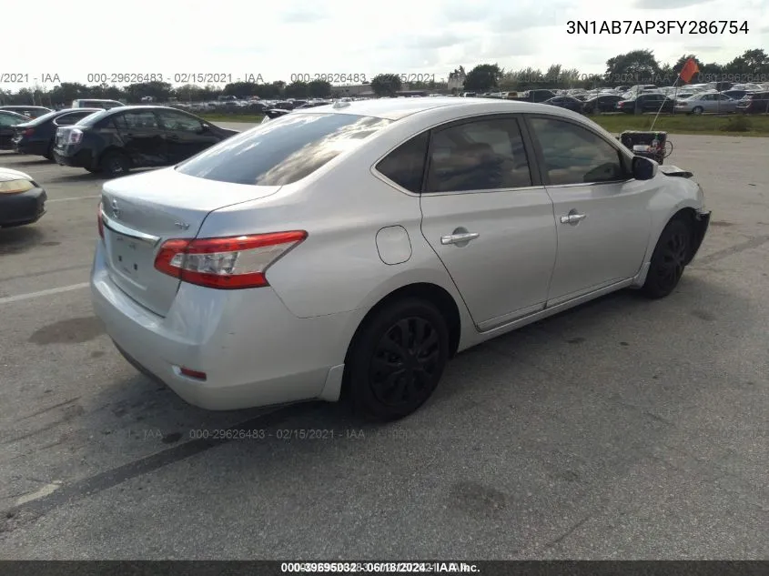 2015 Nissan Sentra Sv VIN: 3N1AB7AP3FY286754 Lot: 39695032