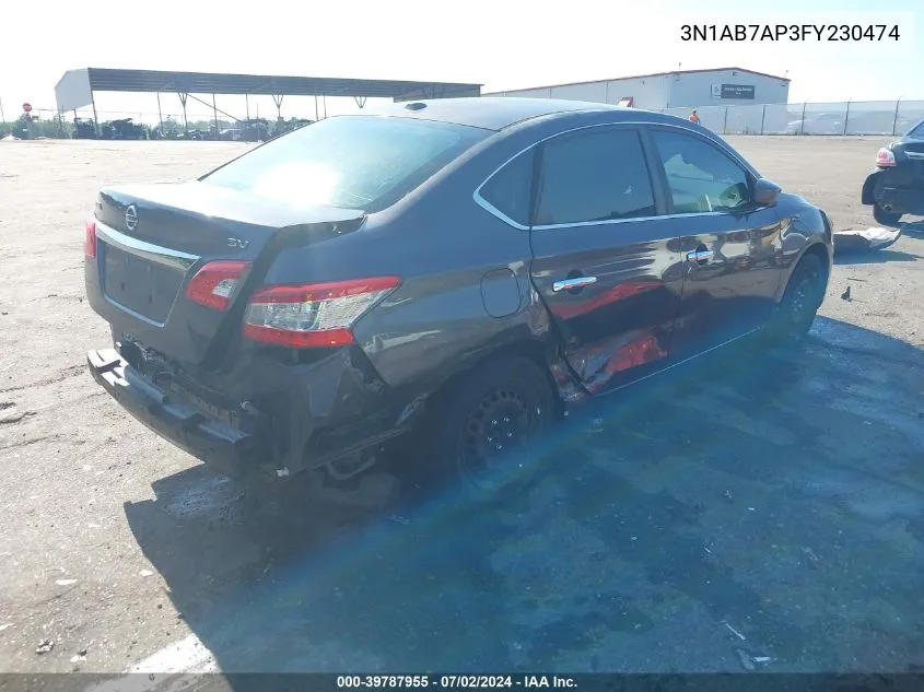 2015 Nissan Sentra Sv VIN: 3N1AB7AP3FY230474 Lot: 39787955