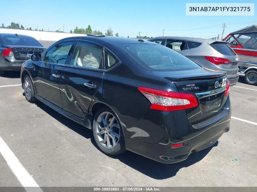 2015 Nissan Sentra Sr VIN: 3N1AB7AP1FY321775 Lot: 39803683