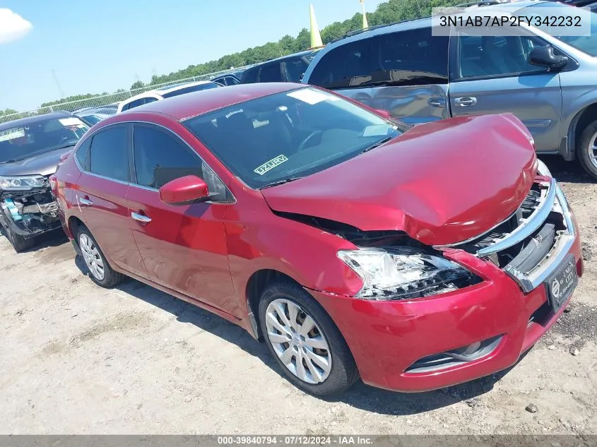 2015 Nissan Sentra Sv VIN: 3N1AB7AP2FY342232 Lot: 39840794