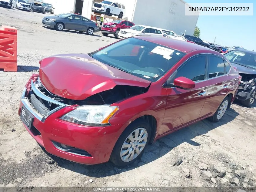 2015 Nissan Sentra Sv VIN: 3N1AB7AP2FY342232 Lot: 39840794