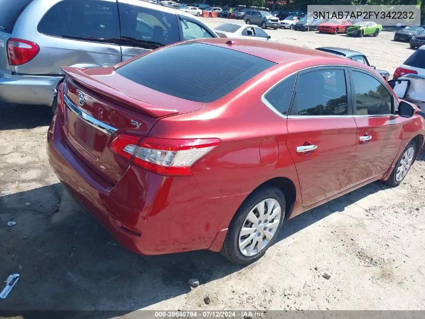 2015 Nissan Sentra Sv VIN: 3N1AB7AP2FY342232 Lot: 39840794