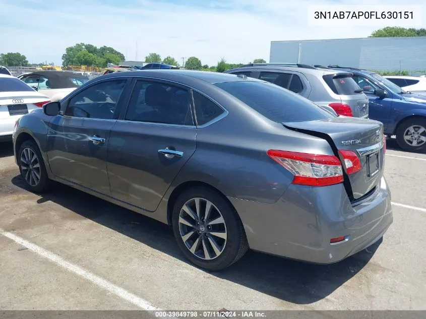 2015 Nissan Sentra Fe+ S/S/Sl/Sr/Sv VIN: 3N1AB7AP0FL630151 Lot: 39849798