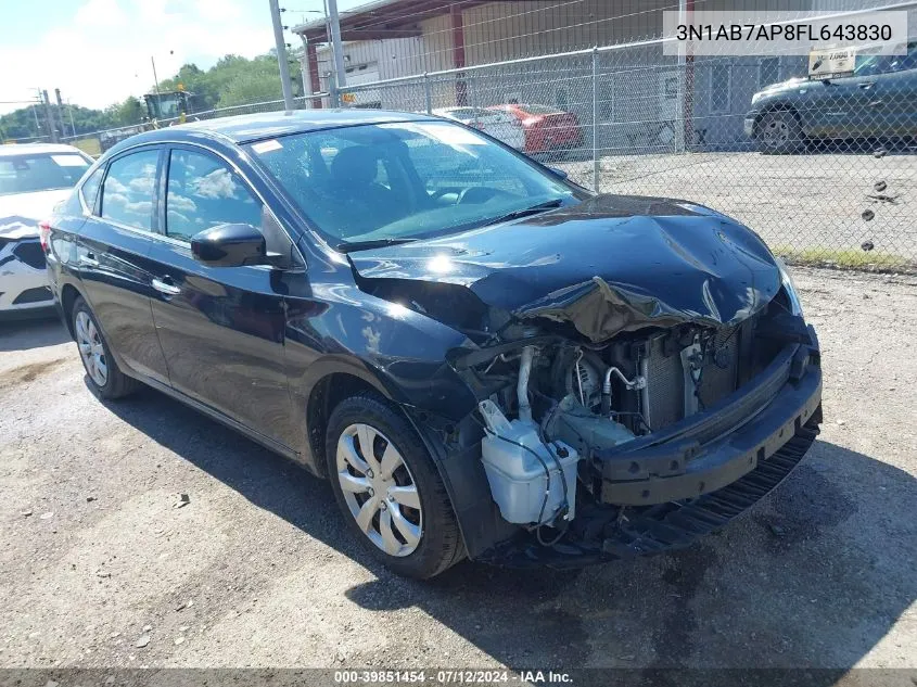 2015 Nissan Sentra Fe+ S/S/Sl/Sr/Sv VIN: 3N1AB7AP8FL643830 Lot: 39851454