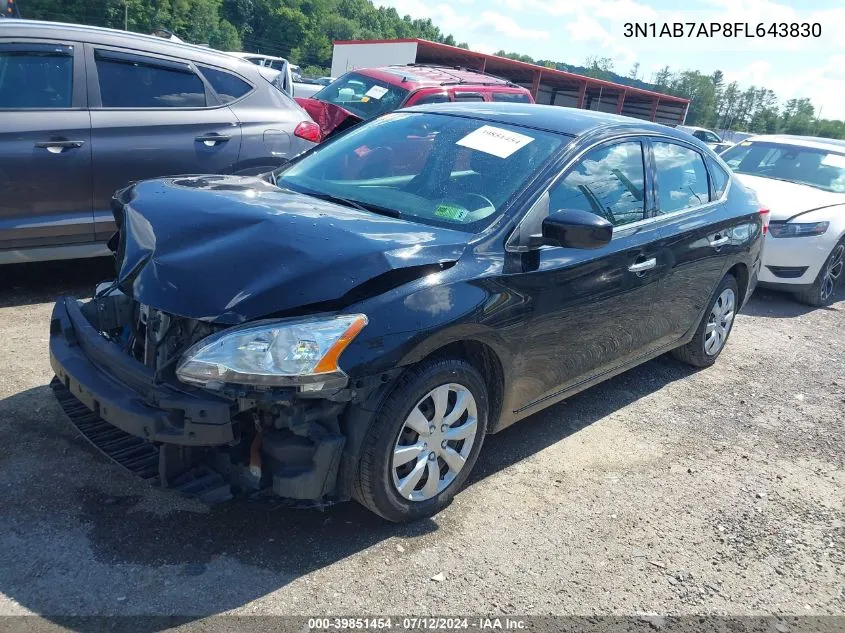 2015 Nissan Sentra Fe+ S/S/Sl/Sr/Sv VIN: 3N1AB7AP8FL643830 Lot: 39851454