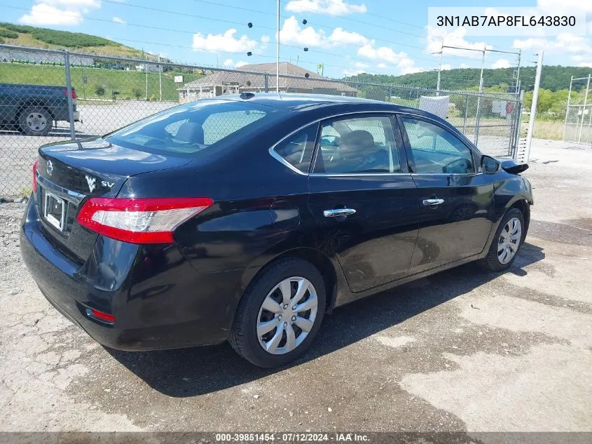 2015 Nissan Sentra Fe+ S/S/Sl/Sr/Sv VIN: 3N1AB7AP8FL643830 Lot: 39851454