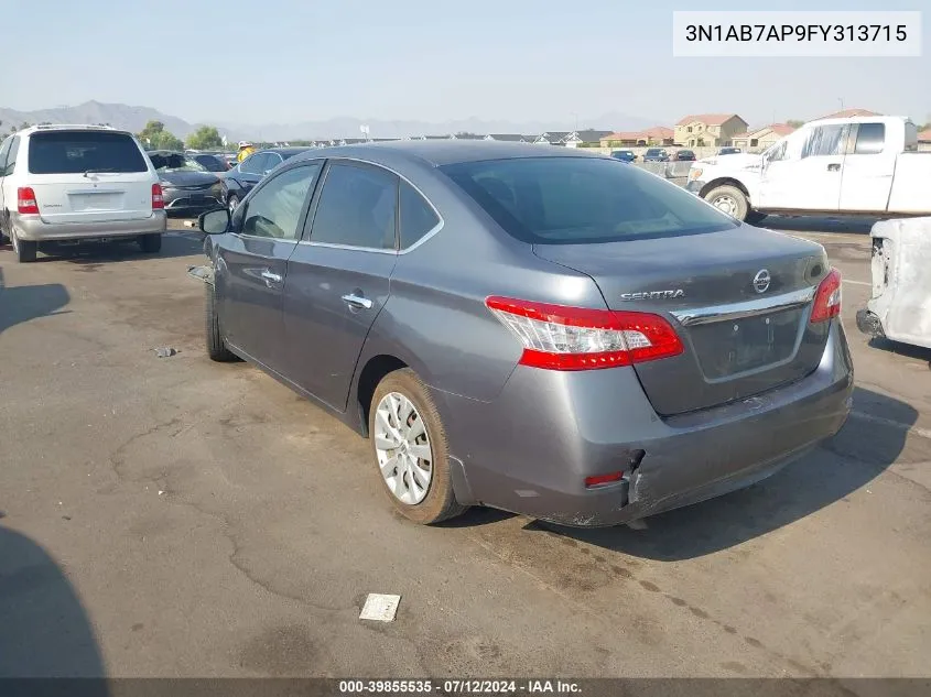 2015 Nissan Sentra S VIN: 3N1AB7AP9FY313715 Lot: 39855535