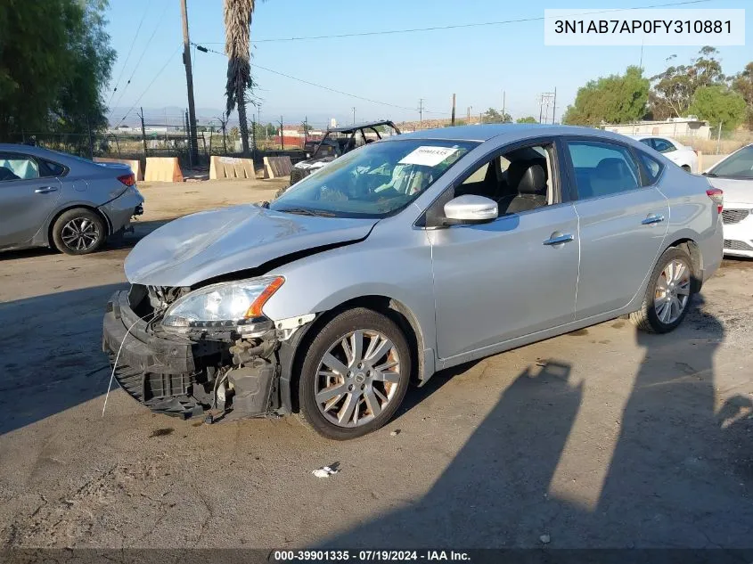 2015 Nissan Sentra Sl VIN: 3N1AB7AP0FY310881 Lot: 39901335