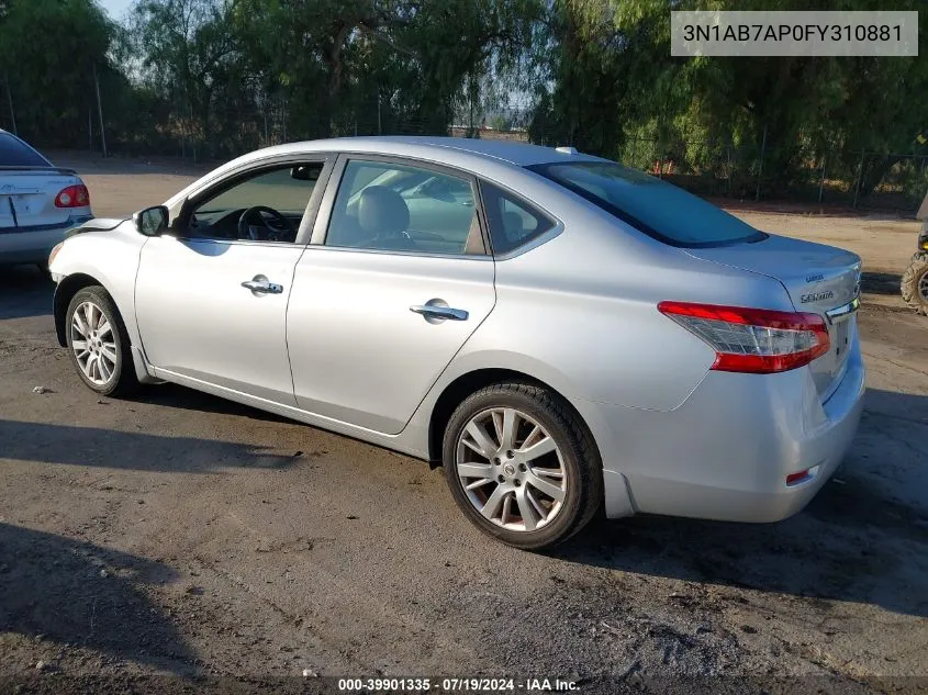 2015 Nissan Sentra Sl VIN: 3N1AB7AP0FY310881 Lot: 39901335