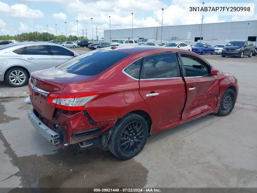 2015 Nissan Sentra Sv VIN: 3N1AB7AP7FY290998 Lot: 39921448