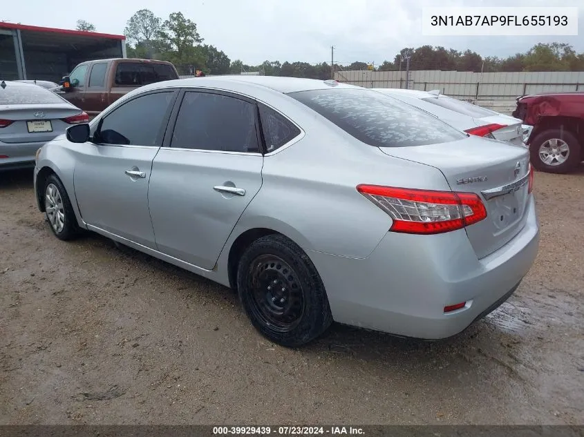 2015 Nissan Sentra Fe+ S/S/Sl/Sr/Sv VIN: 3N1AB7AP9FL655193 Lot: 39929439