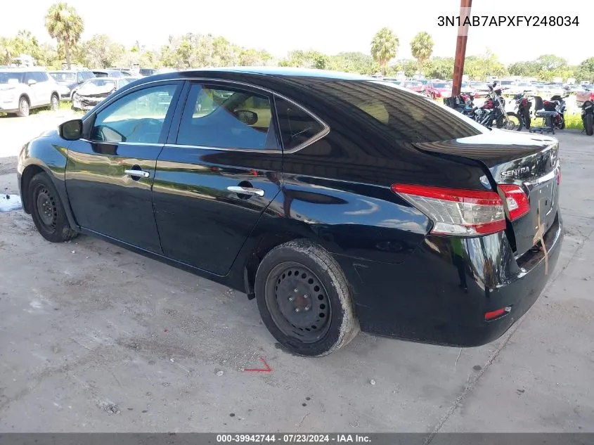 3N1AB7APXFY248034 2015 Nissan Sentra Fe+ S/S/Sl/Sr/Sv