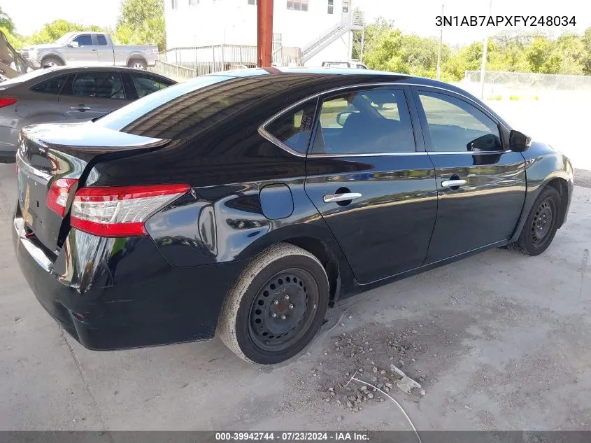 2015 Nissan Sentra Fe+ S/S/Sl/Sr/Sv VIN: 3N1AB7APXFY248034 Lot: 39942744