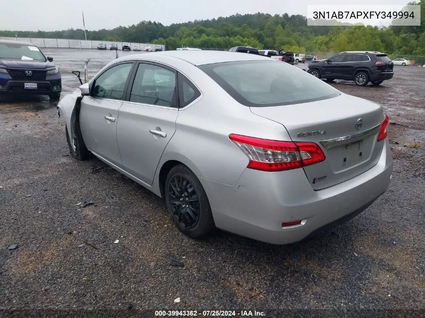 2015 Nissan Sentra S VIN: 3N1AB7APXFY349994 Lot: 39943362