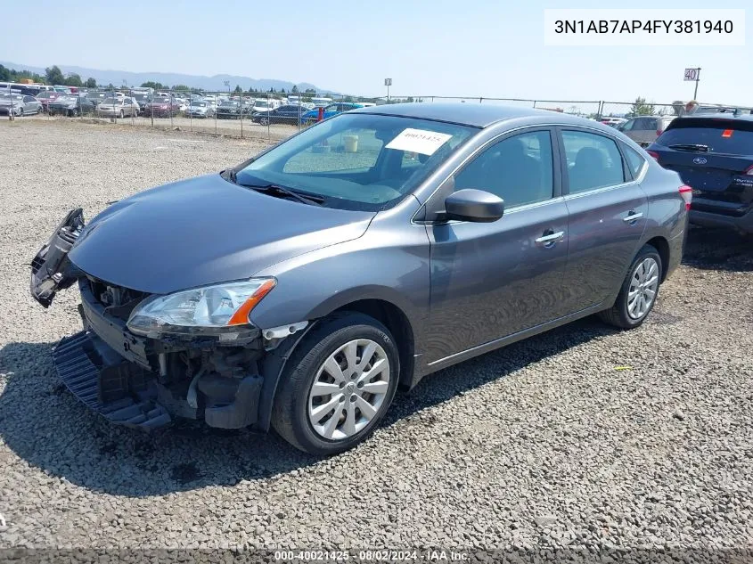 3N1AB7AP4FY381940 2015 Nissan Sentra Sv