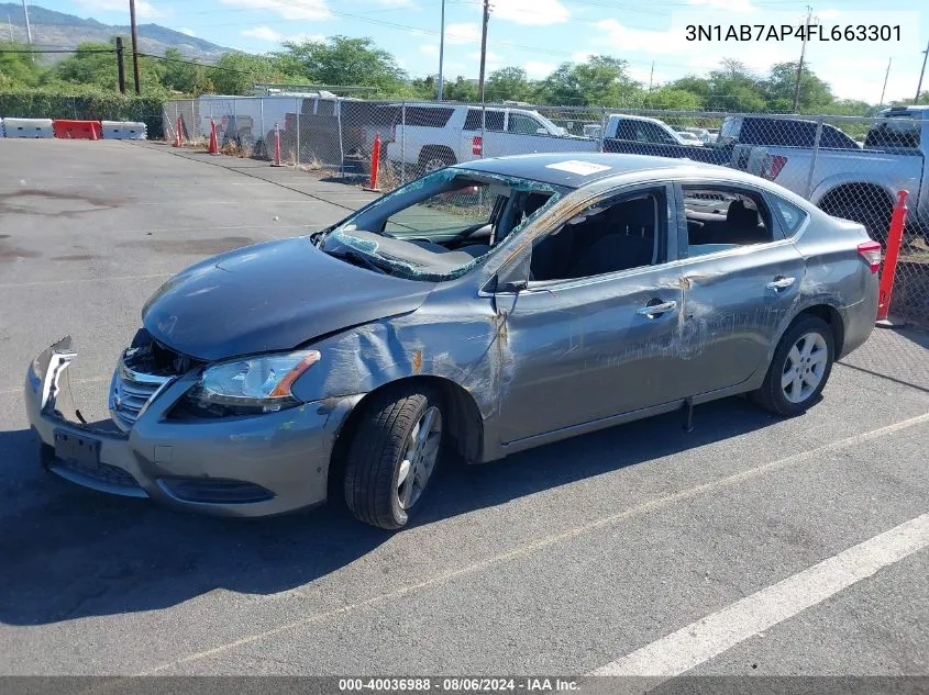 2015 Nissan Sentra Fe+ S/S/Sl/Sr/Sv VIN: 3N1AB7AP4FL663301 Lot: 40036988