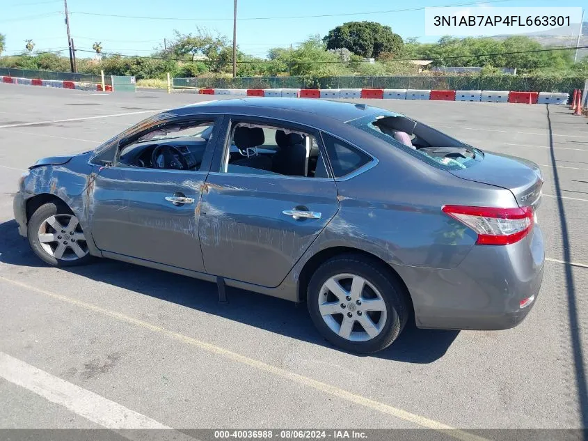 2015 Nissan Sentra Fe+ S/S/Sl/Sr/Sv VIN: 3N1AB7AP4FL663301 Lot: 40036988