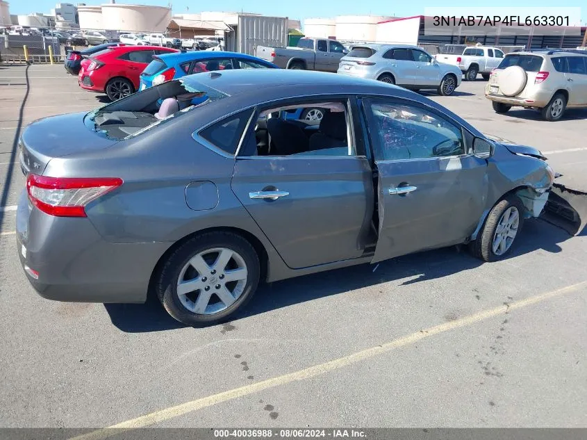 2015 Nissan Sentra Fe+ S/S/Sl/Sr/Sv VIN: 3N1AB7AP4FL663301 Lot: 40036988