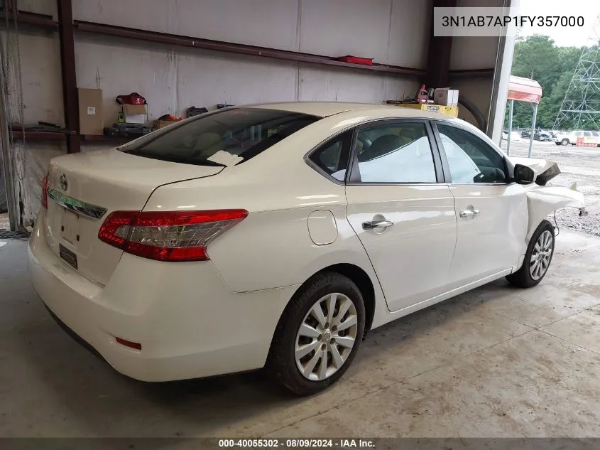 2015 Nissan Sentra S/Sv/Sr/Sl VIN: 3N1AB7AP1FY357000 Lot: 40055302