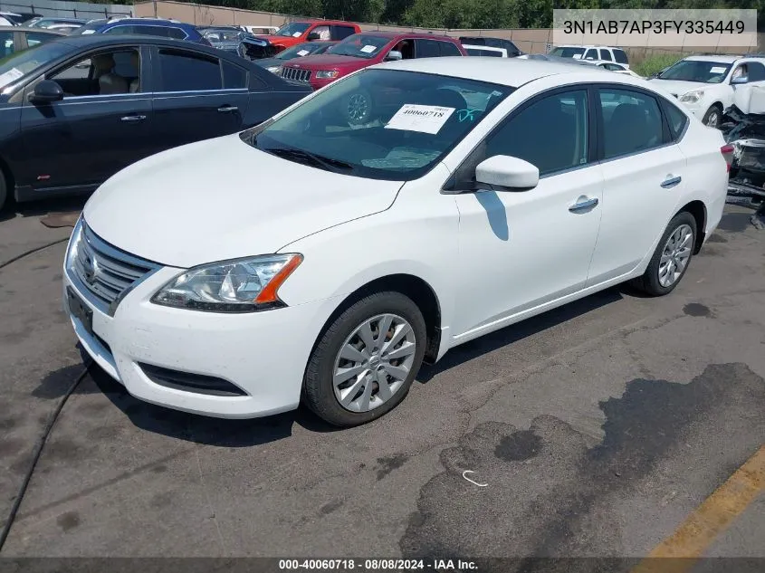 2015 Nissan Sentra Sv VIN: 3N1AB7AP3FY335449 Lot: 40060718