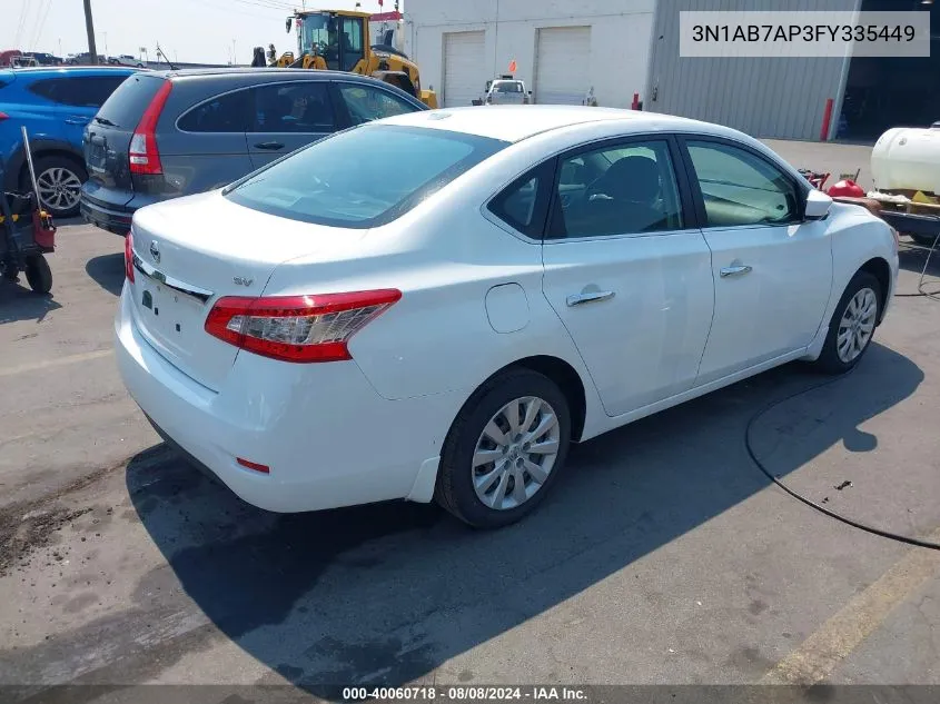 2015 Nissan Sentra Sv VIN: 3N1AB7AP3FY335449 Lot: 40060718