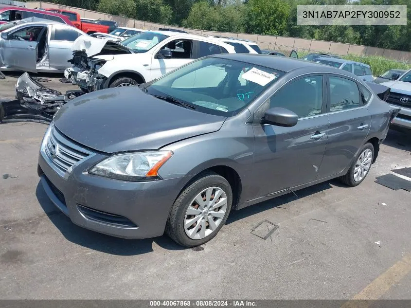 2015 Nissan Sentra S VIN: 3N1AB7AP2FY300952 Lot: 40067868