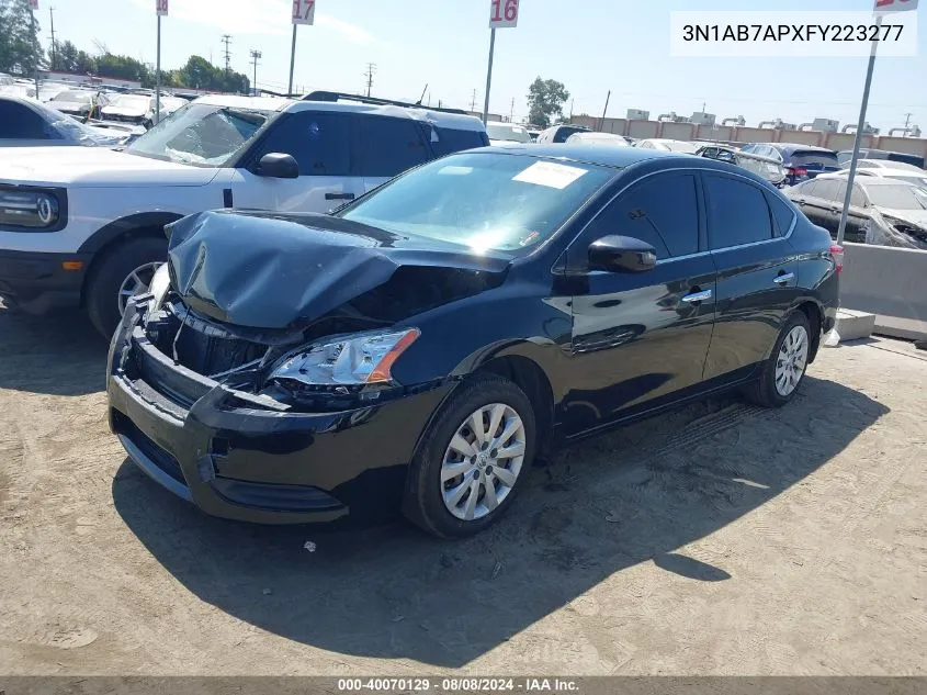 2015 Nissan Sentra Sv VIN: 3N1AB7APXFY223277 Lot: 40070129