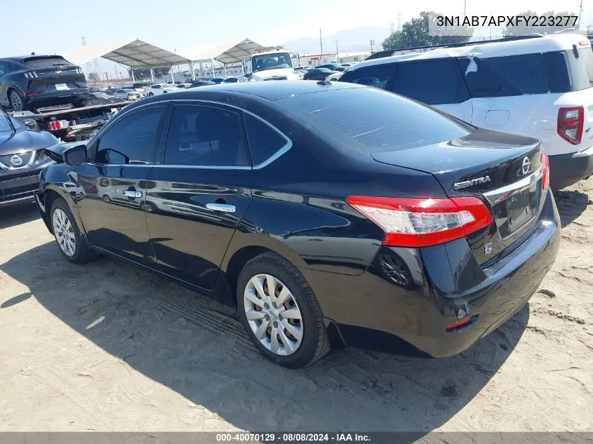 2015 Nissan Sentra Sv VIN: 3N1AB7APXFY223277 Lot: 40070129