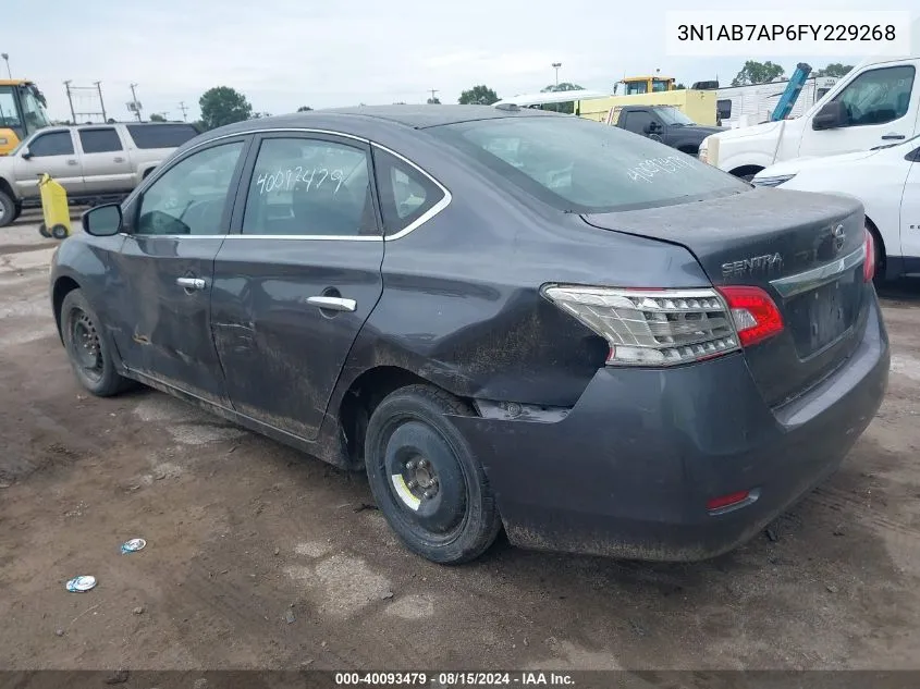 2015 Nissan Sentra Fe+ S/S/Sl/Sr/Sv VIN: 3N1AB7AP6FY229268 Lot: 40093479