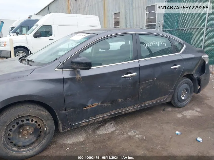 2015 Nissan Sentra Fe+ S/S/Sl/Sr/Sv VIN: 3N1AB7AP6FY229268 Lot: 40093479