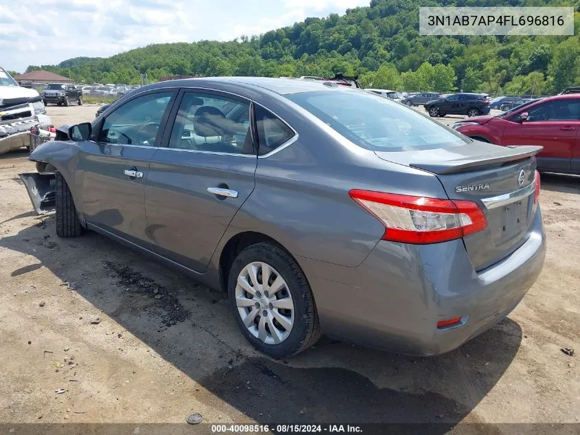 2015 Nissan Sentra Sv VIN: 3N1AB7AP4FL696816 Lot: 40098516