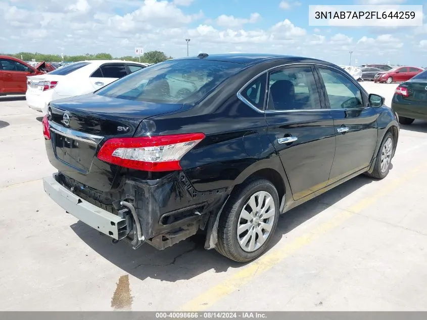 2015 Nissan Sentra Sv VIN: 3N1AB7AP2FL644259 Lot: 40098666