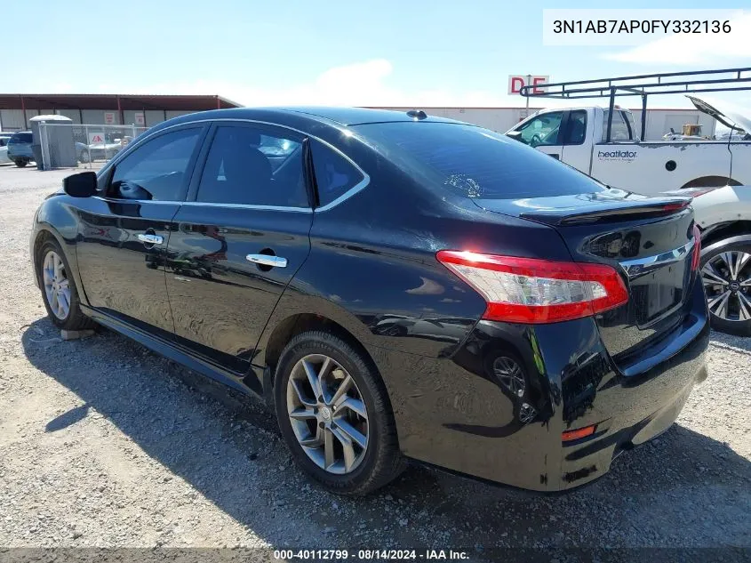 2015 Nissan Sentra Sr VIN: 3N1AB7AP0FY332136 Lot: 40112799