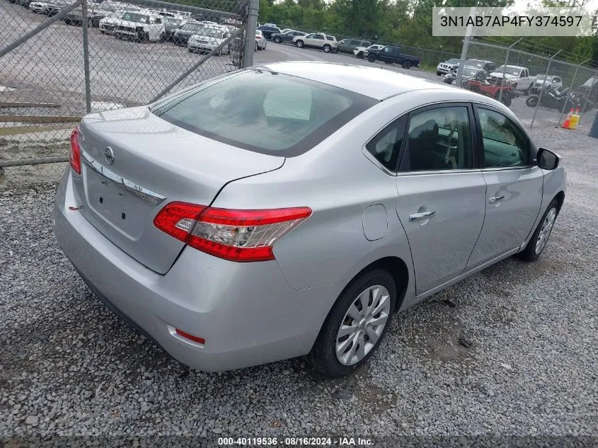 2015 Nissan Sentra S VIN: 3N1AB7AP4FY374597 Lot: 40119536