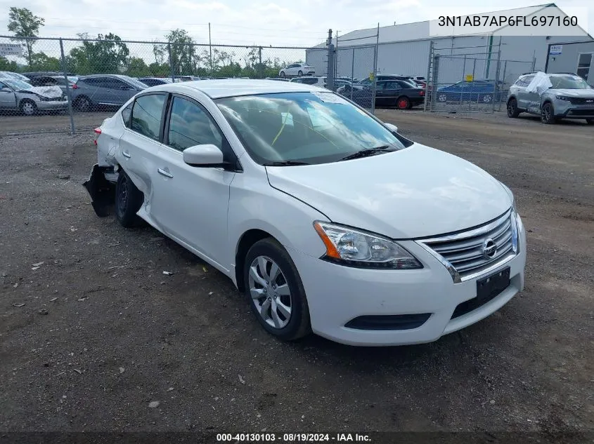 2015 Nissan Sentra Sv VIN: 3N1AB7AP6FL697160 Lot: 40130103