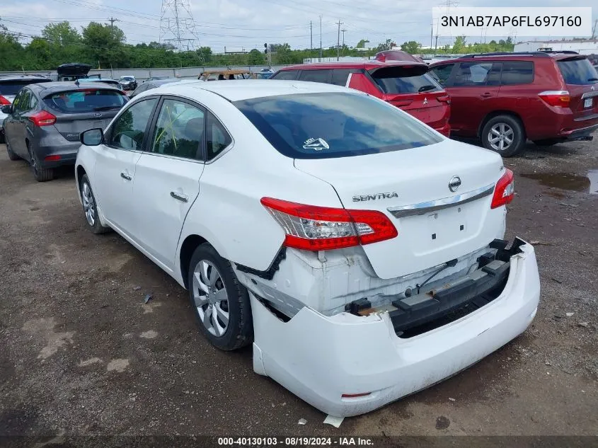 2015 Nissan Sentra Sv VIN: 3N1AB7AP6FL697160 Lot: 40130103