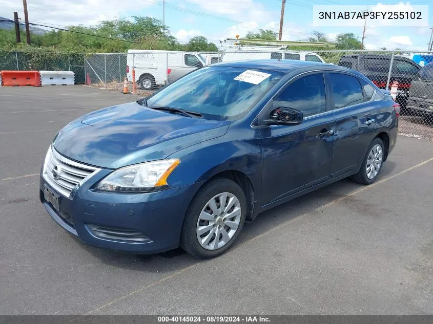 2015 Nissan Sentra Sv VIN: 3N1AB7AP3FY255102 Lot: 40145024