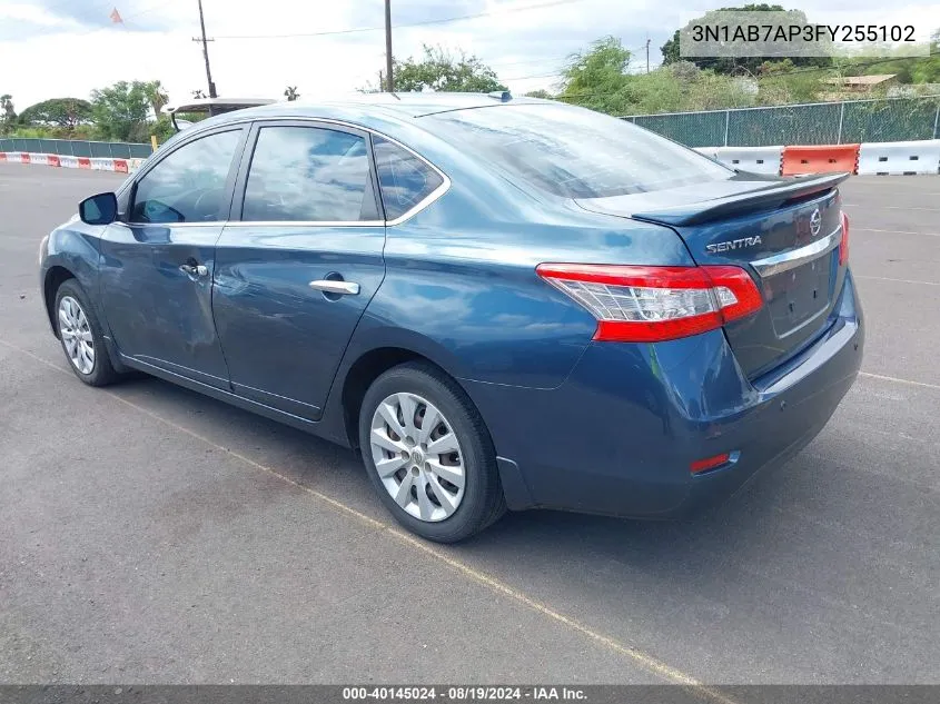 2015 Nissan Sentra Sv VIN: 3N1AB7AP3FY255102 Lot: 40145024