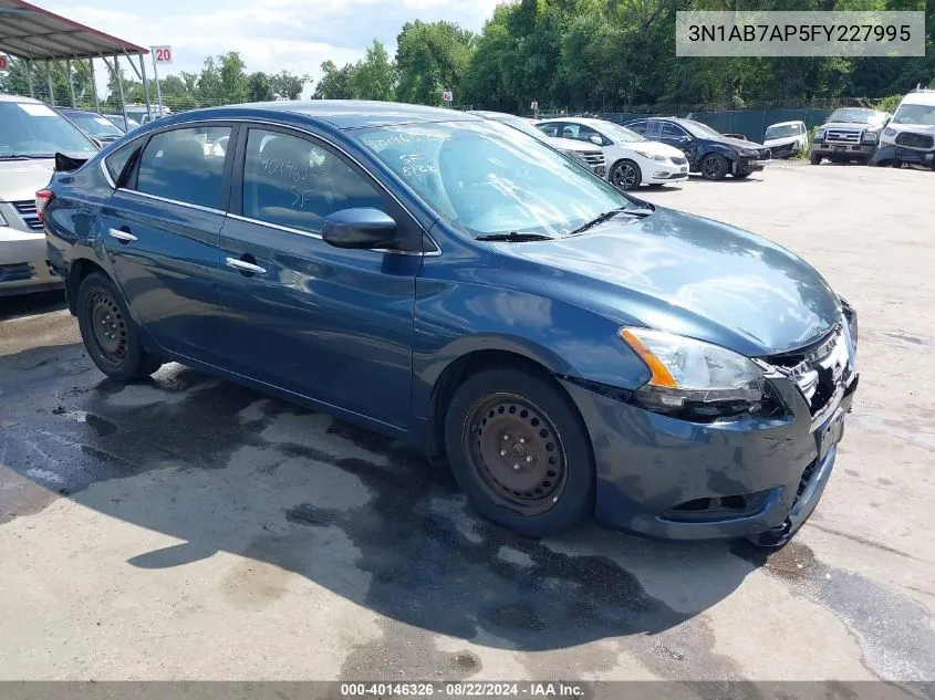 2015 Nissan Sentra Fe+ S/S/Sl/Sr/Sv VIN: 3N1AB7AP5FY227995 Lot: 40146326