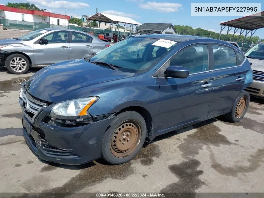 2015 Nissan Sentra Fe+ S/S/Sl/Sr/Sv VIN: 3N1AB7AP5FY227995 Lot: 40146326