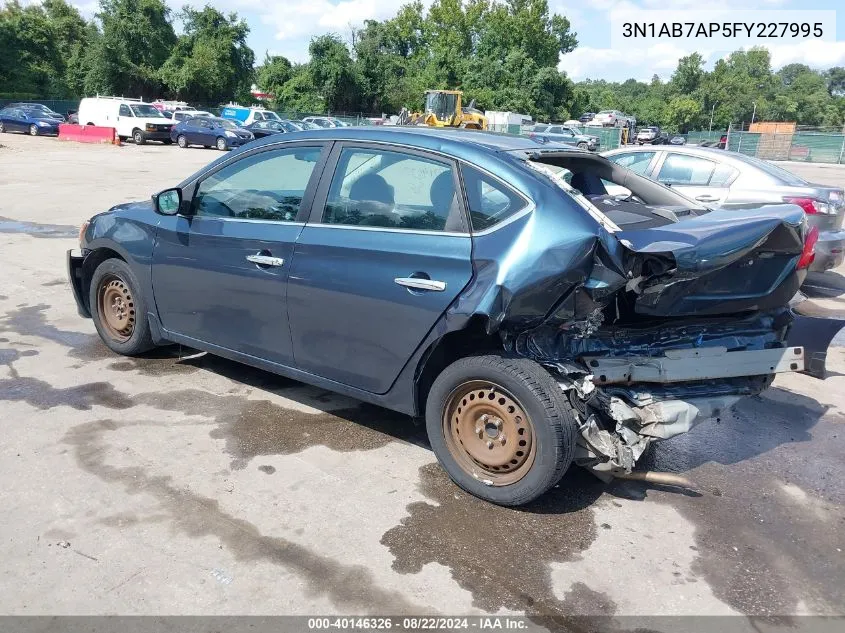 2015 Nissan Sentra Fe+ S/S/Sl/Sr/Sv VIN: 3N1AB7AP5FY227995 Lot: 40146326