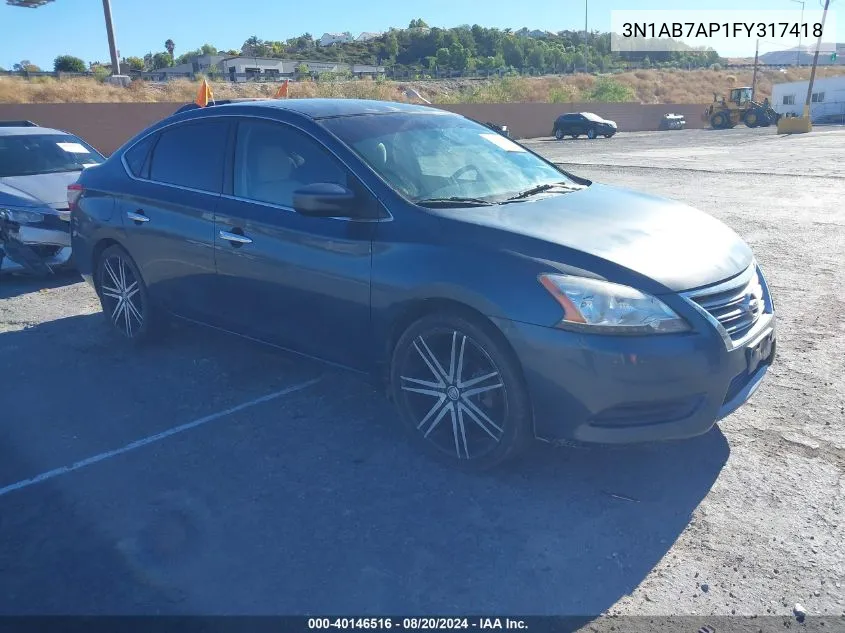 2015 Nissan Sentra Fe+ S/S/Sl/Sr/Sv VIN: 3N1AB7AP1FY317418 Lot: 40146516