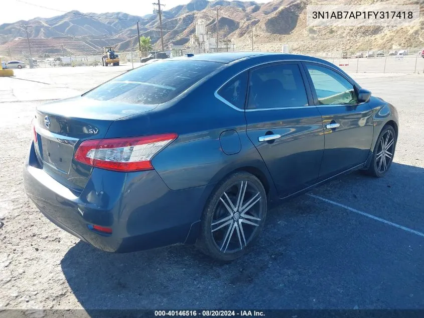 2015 Nissan Sentra Fe+ S/S/Sl/Sr/Sv VIN: 3N1AB7AP1FY317418 Lot: 40146516