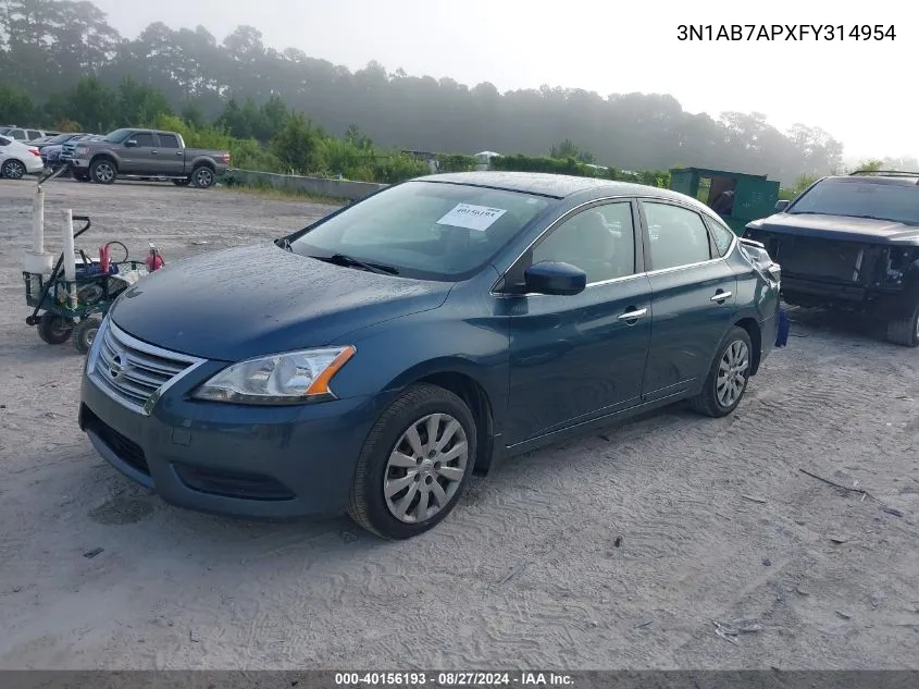 2015 Nissan Sentra Sv VIN: 3N1AB7APXFY314954 Lot: 40156193