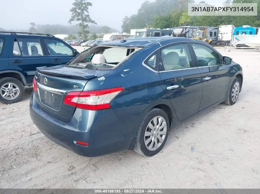 2015 Nissan Sentra Sv VIN: 3N1AB7APXFY314954 Lot: 40156193