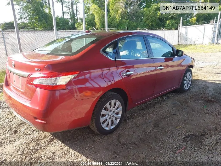 2015 Nissan Sentra Fe+ S/S/Sl/Sr/Sv VIN: 3N1AB7AP7FL664149 Lot: 40156699