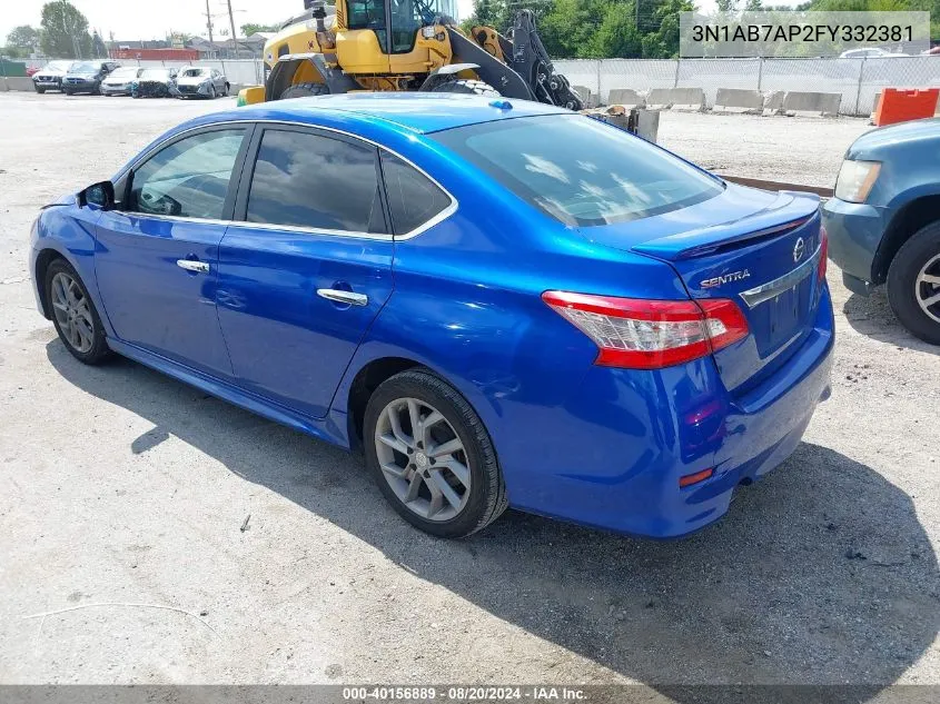 2015 Nissan Sentra Sr VIN: 3N1AB7AP2FY332381 Lot: 40156889