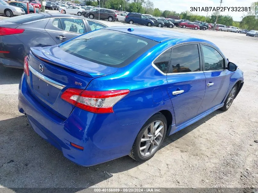 2015 Nissan Sentra Sr VIN: 3N1AB7AP2FY332381 Lot: 40156889